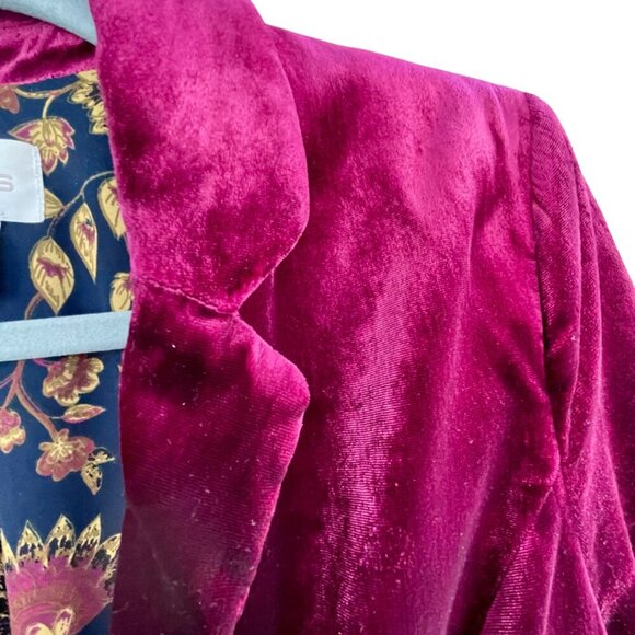 Chico’s Velvet Raspberry Boyfriend Blazer Jacket Floral Lined Size 0 / Small P - Picture 6 of 16